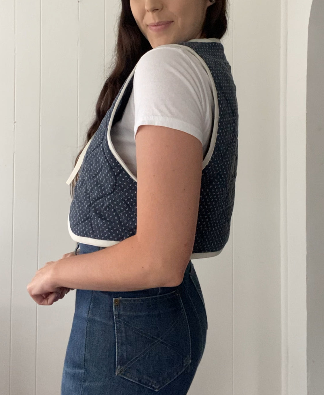 Upcycled Tie Front Quilted Vest