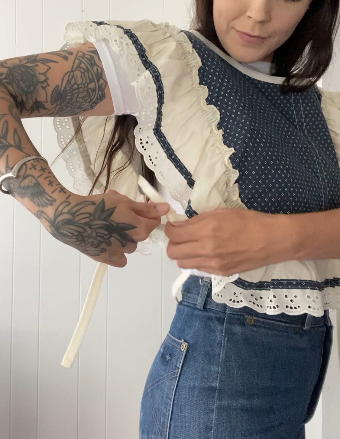 Upcycled Vintage Side Tie Vest