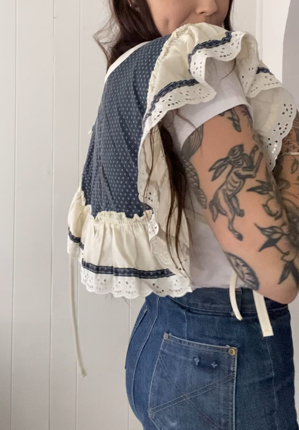 Upcycled Vintage Side Tie Vest