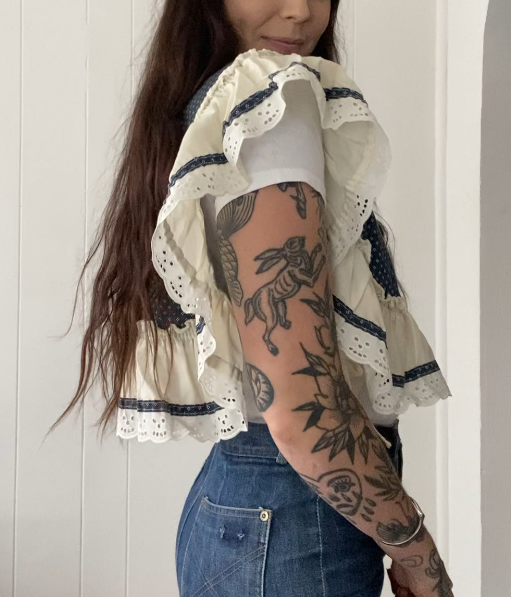 Upcycled Vintage Side Tie Vest