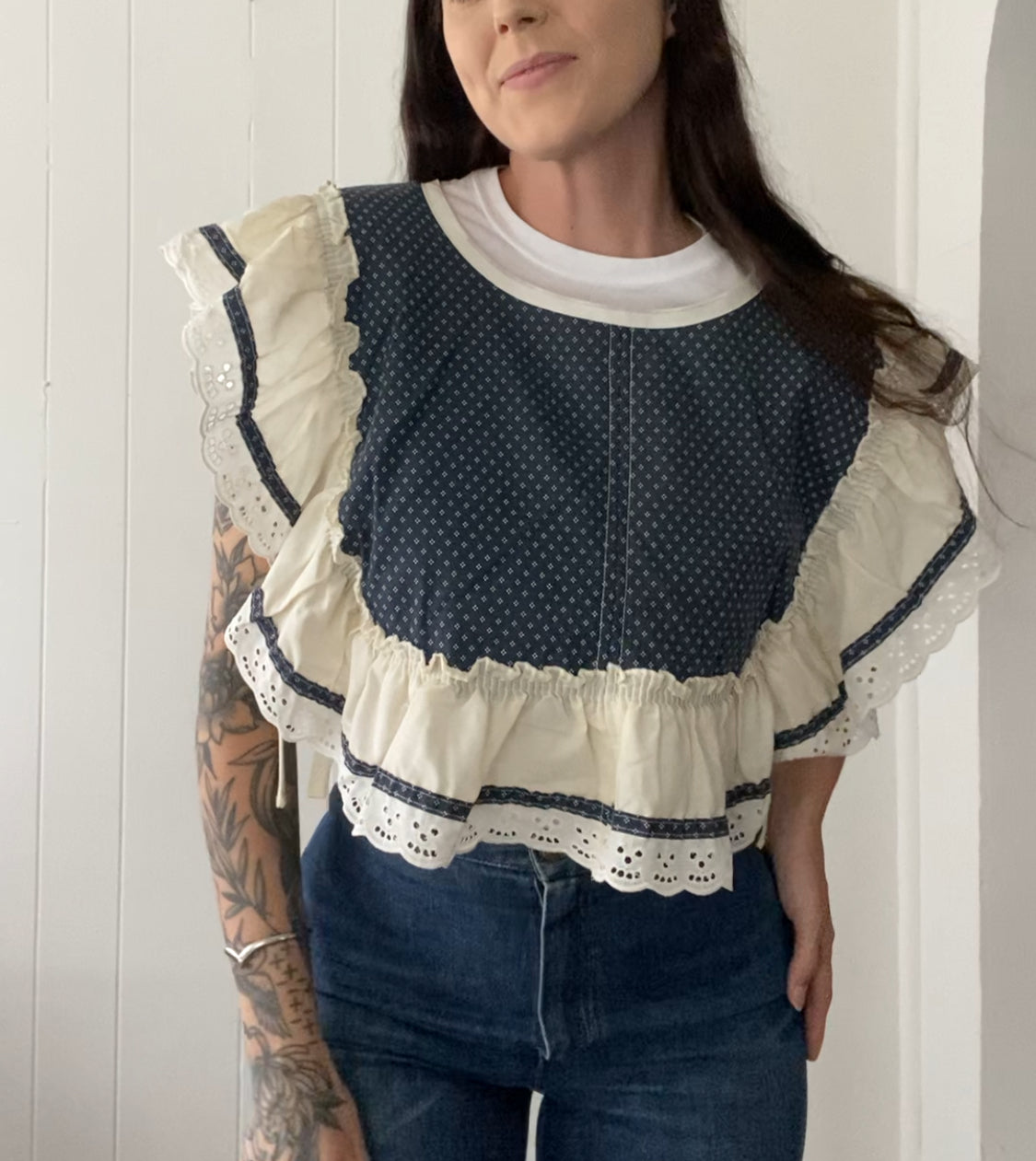 Upcycled Vintage Side Tie Vest
