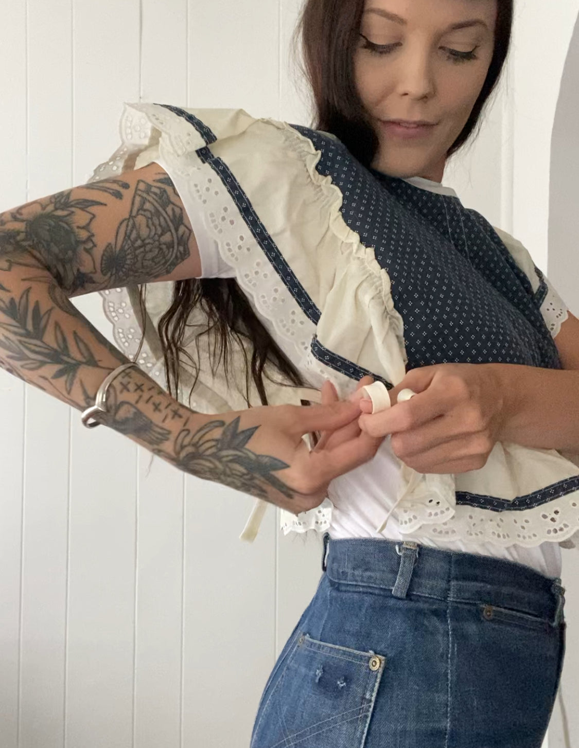 Upcycled Vintage Side Tie Vest