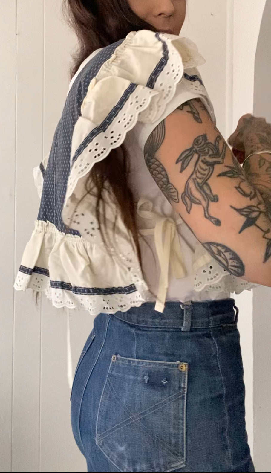 Upcycled Vintage Side Tie Vest