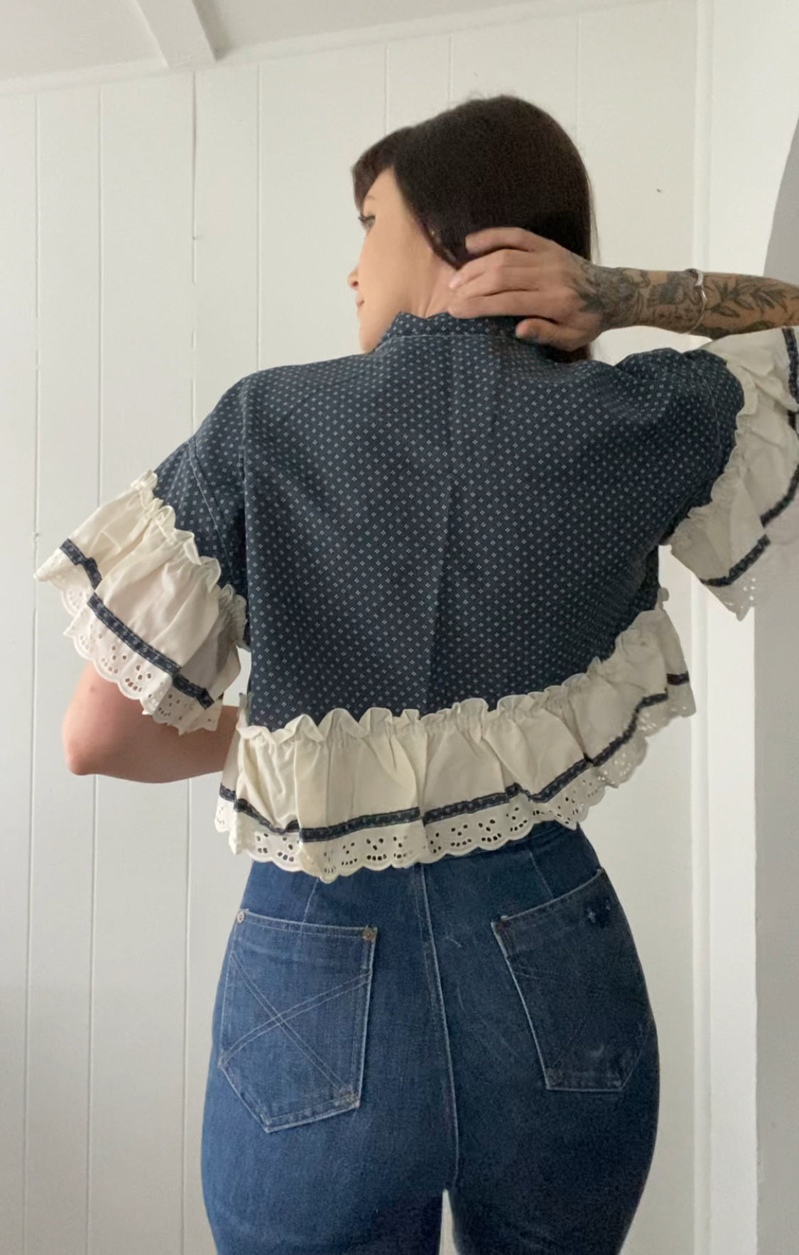 Upcycled Tie Front Blouse