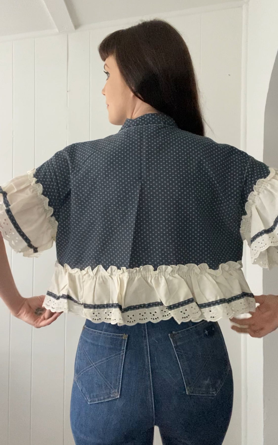 Upcycled Tie Front Blouse