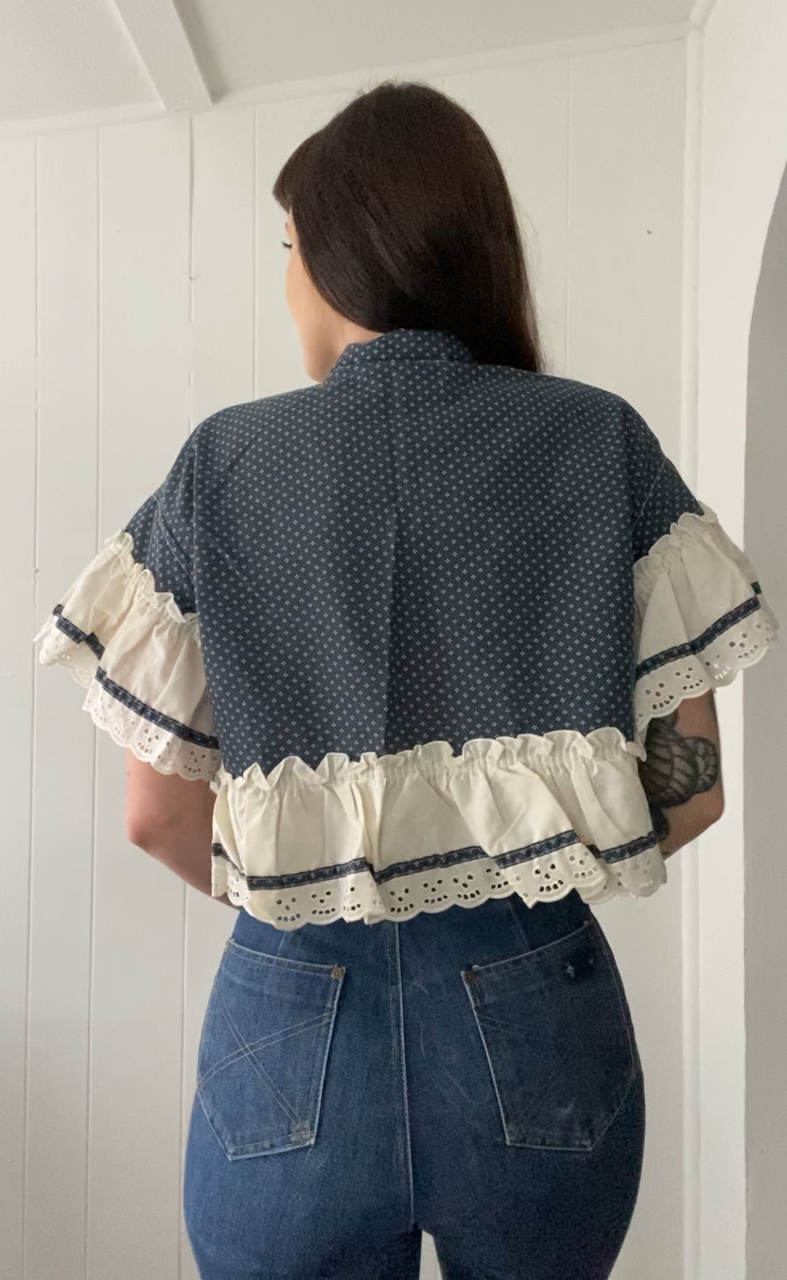 Upcycled Tie Front Blouse