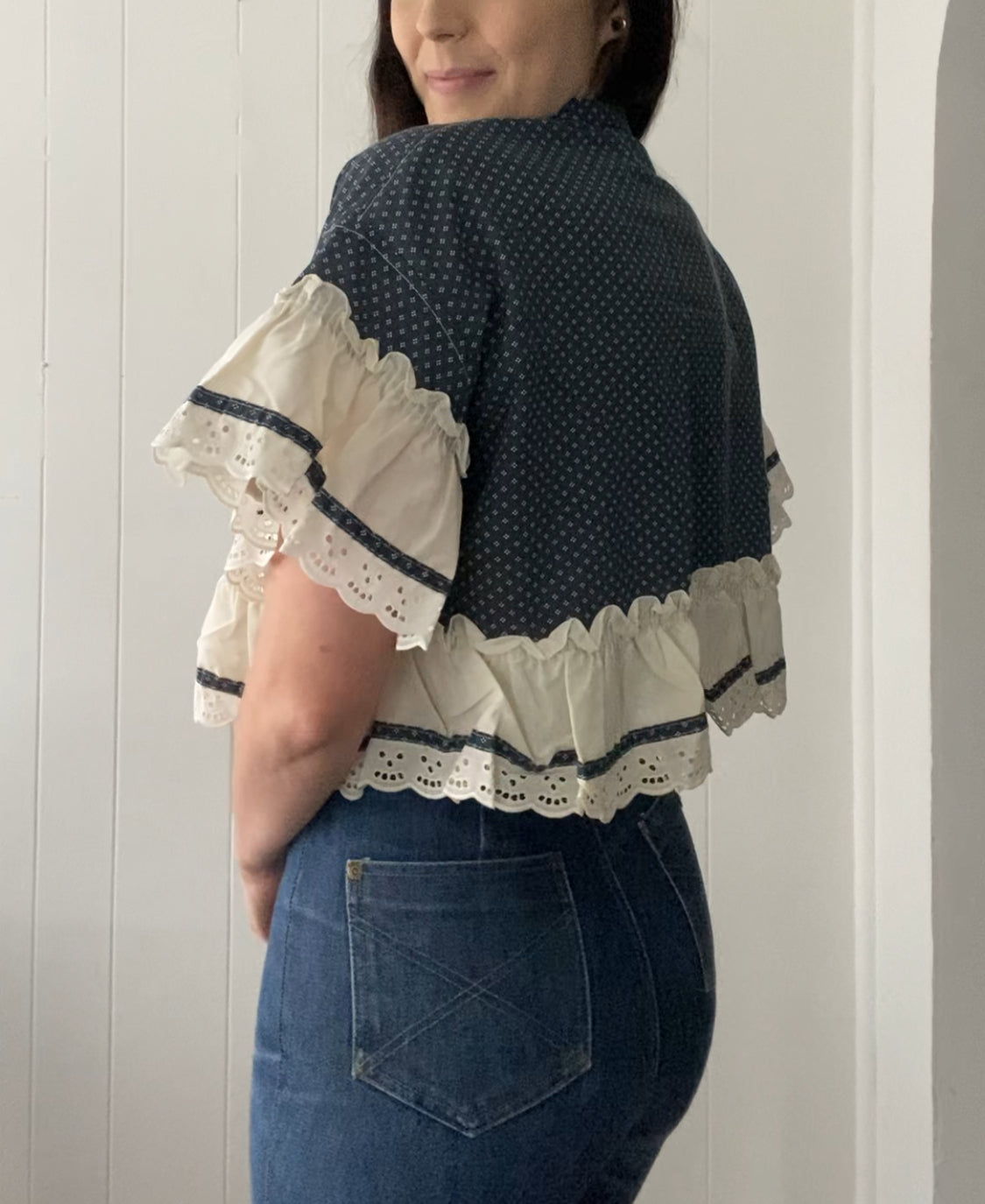 Upcycled Tie Front Blouse