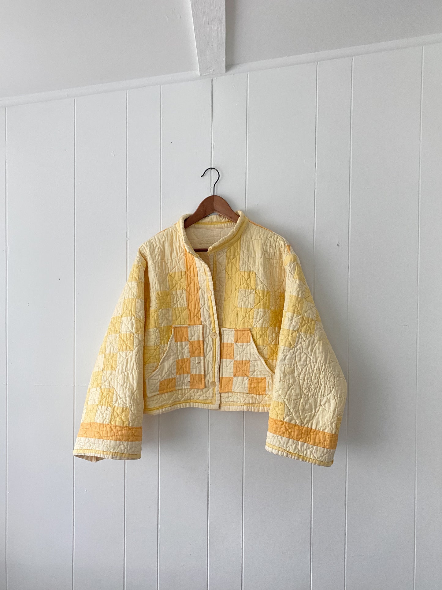 Upcycled Vintage Irish Chain Quilt Jacket