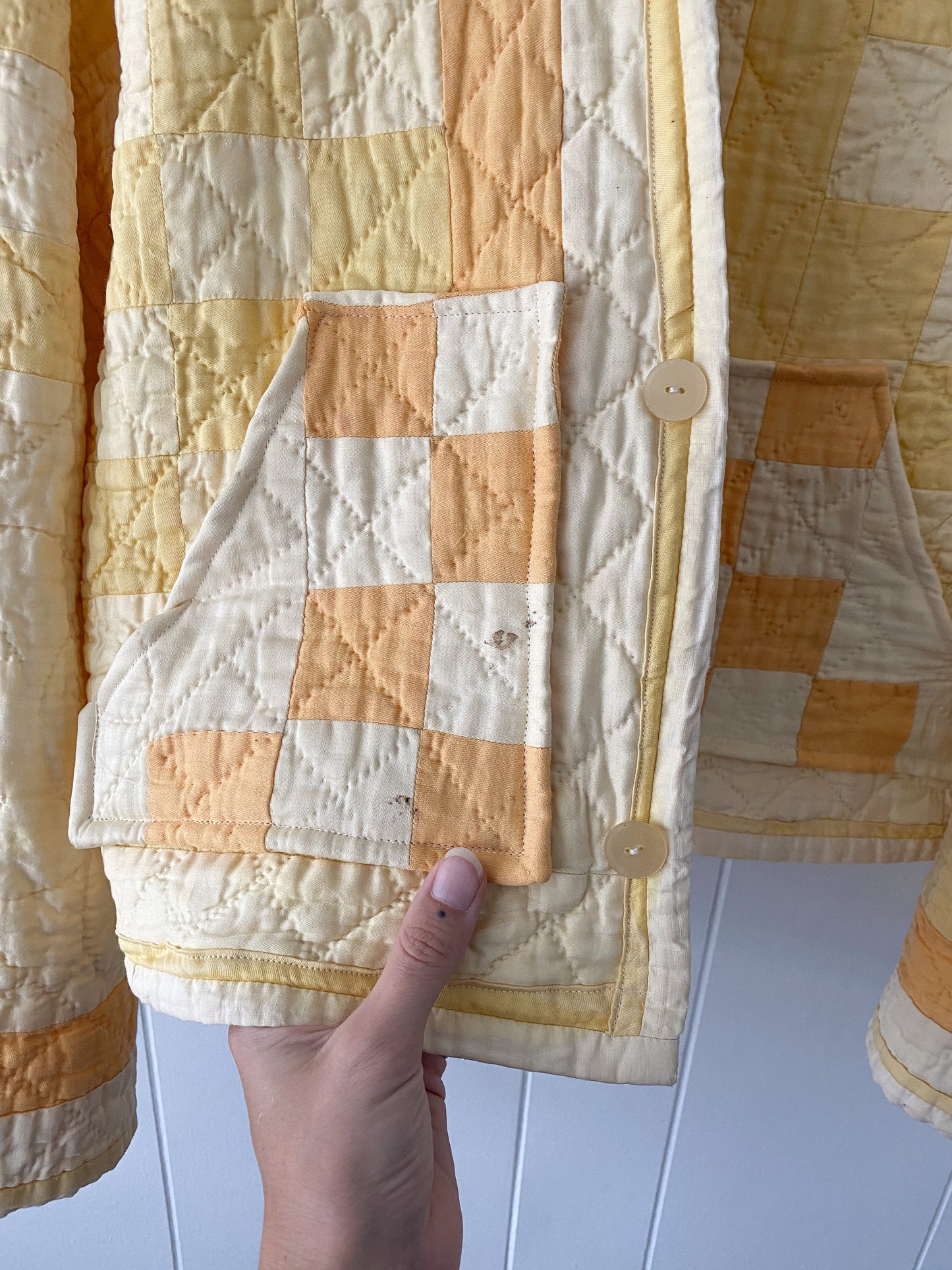 Upcycled Vintage Irish Chain Quilt Jacket