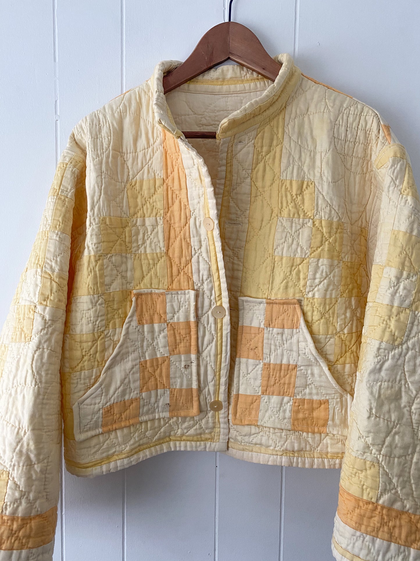 Upcycled Vintage Irish Chain Quilt Jacket
