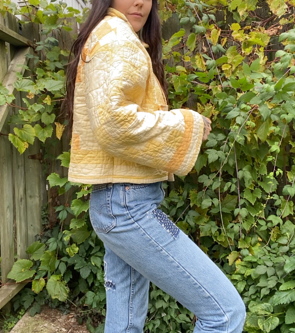 Upcycled Vintage Irish Chain Quilt Jacket