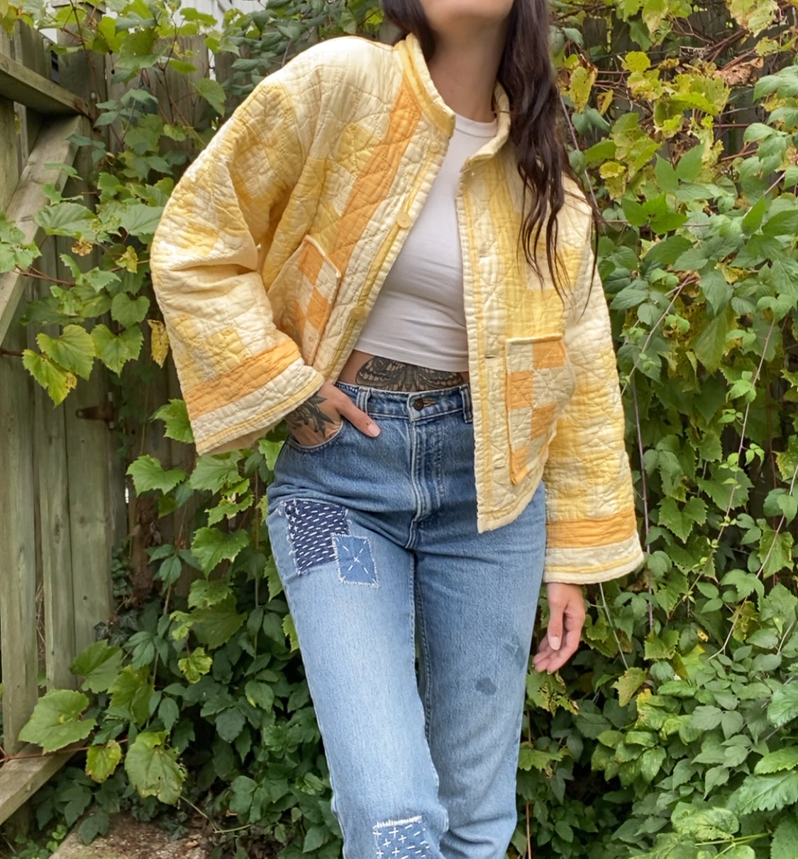 Upcycled Vintage Irish Chain Quilt Jacket