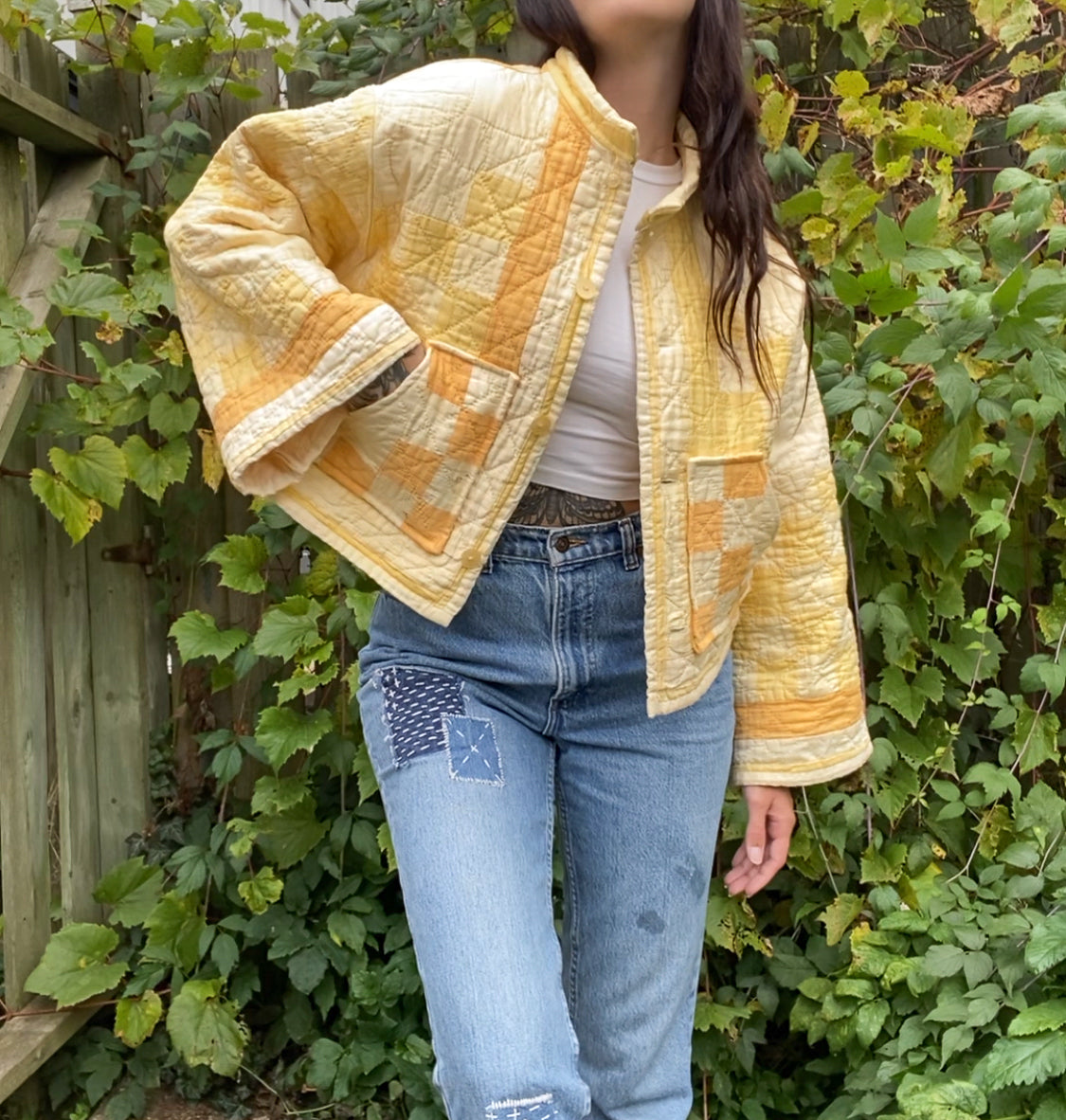 Upcycled Vintage Irish Chain Quilt Jacket