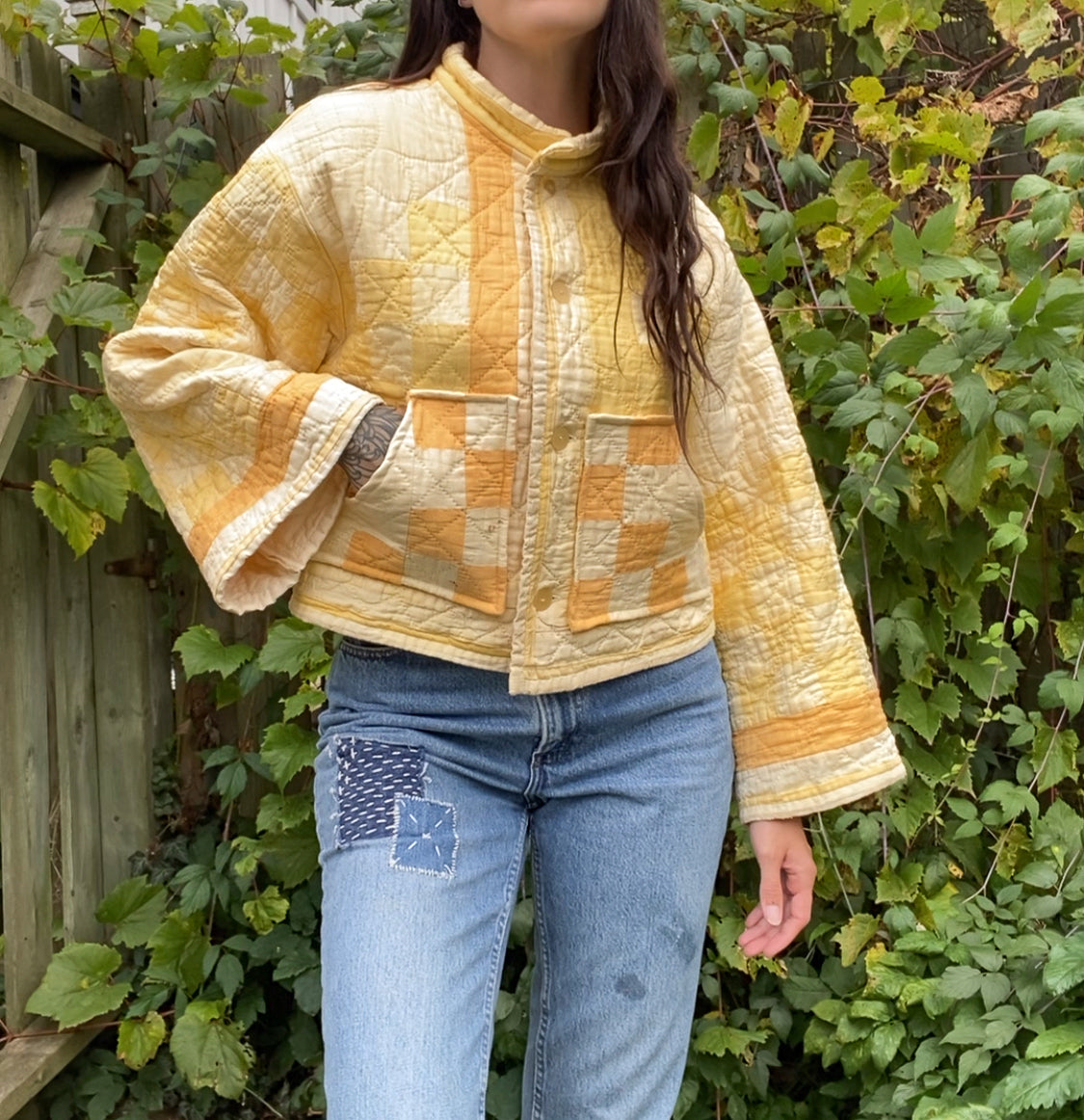 Upcycled Vintage Irish Chain Quilt Jacket