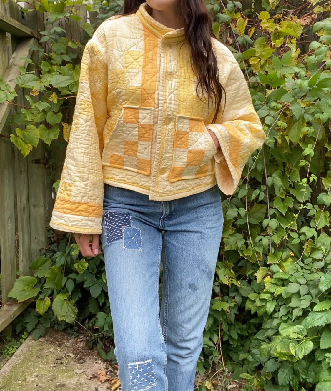 Upcycled Vintage Irish Chain Quilt Jacket