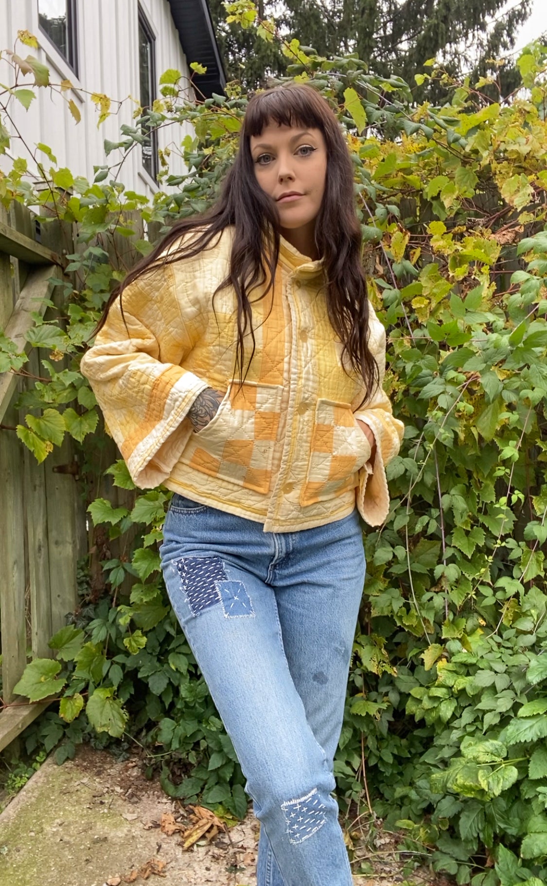 Upcycled Vintage Irish Chain Quilt Jacket