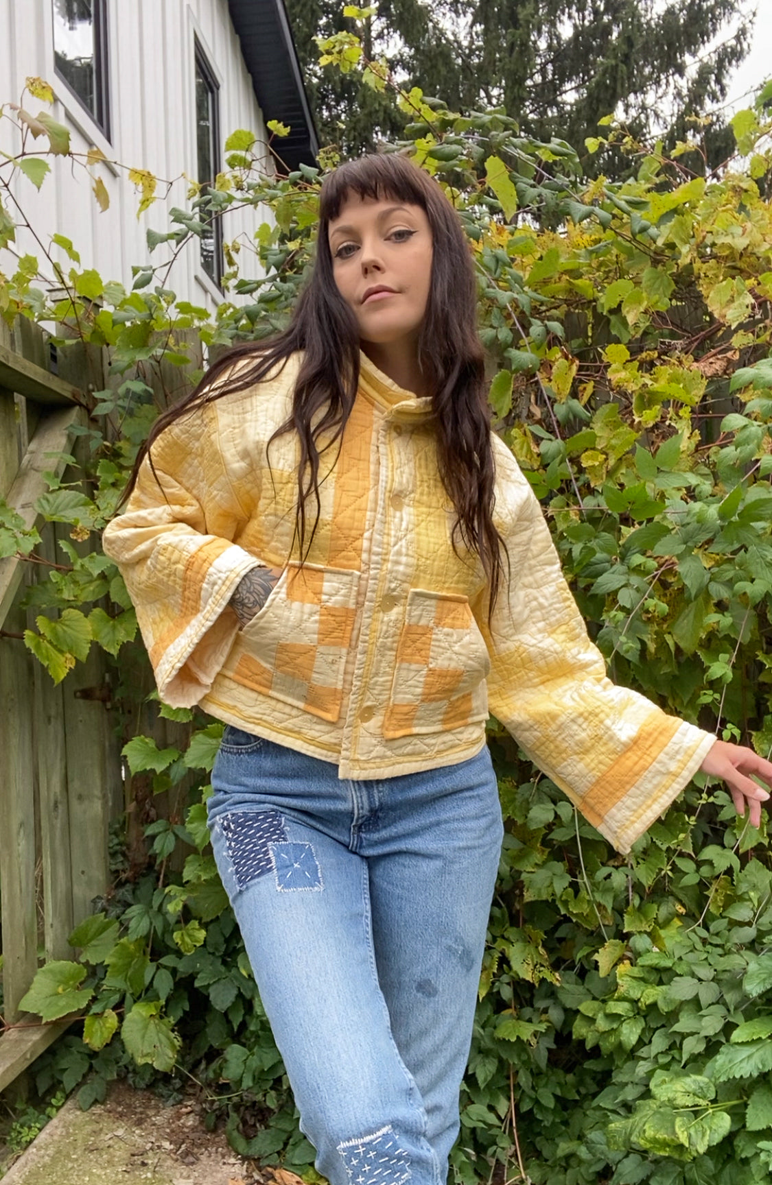 Upcycled Vintage Irish Chain Quilt Jacket