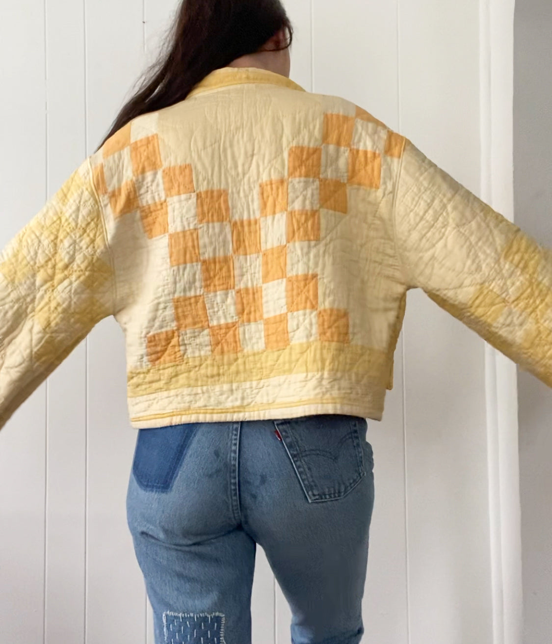 Upcycled Vintage Irish Chain Quilt Jacket