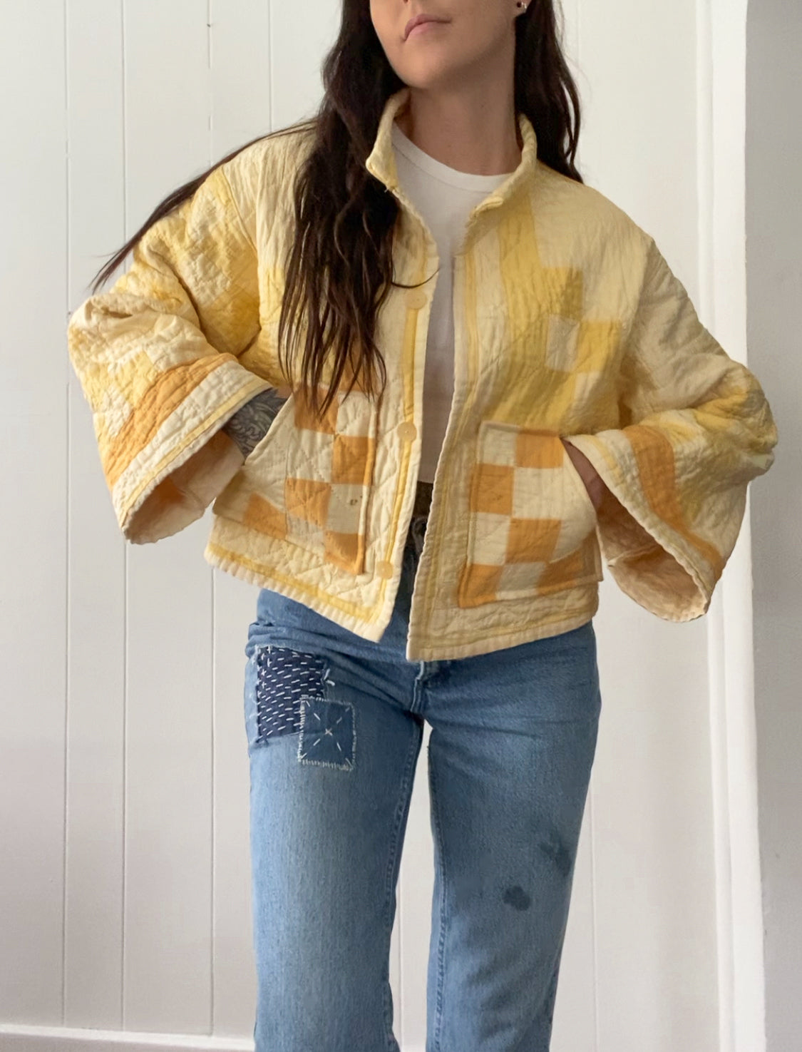 Upcycled Vintage Irish Chain Quilt Jacket