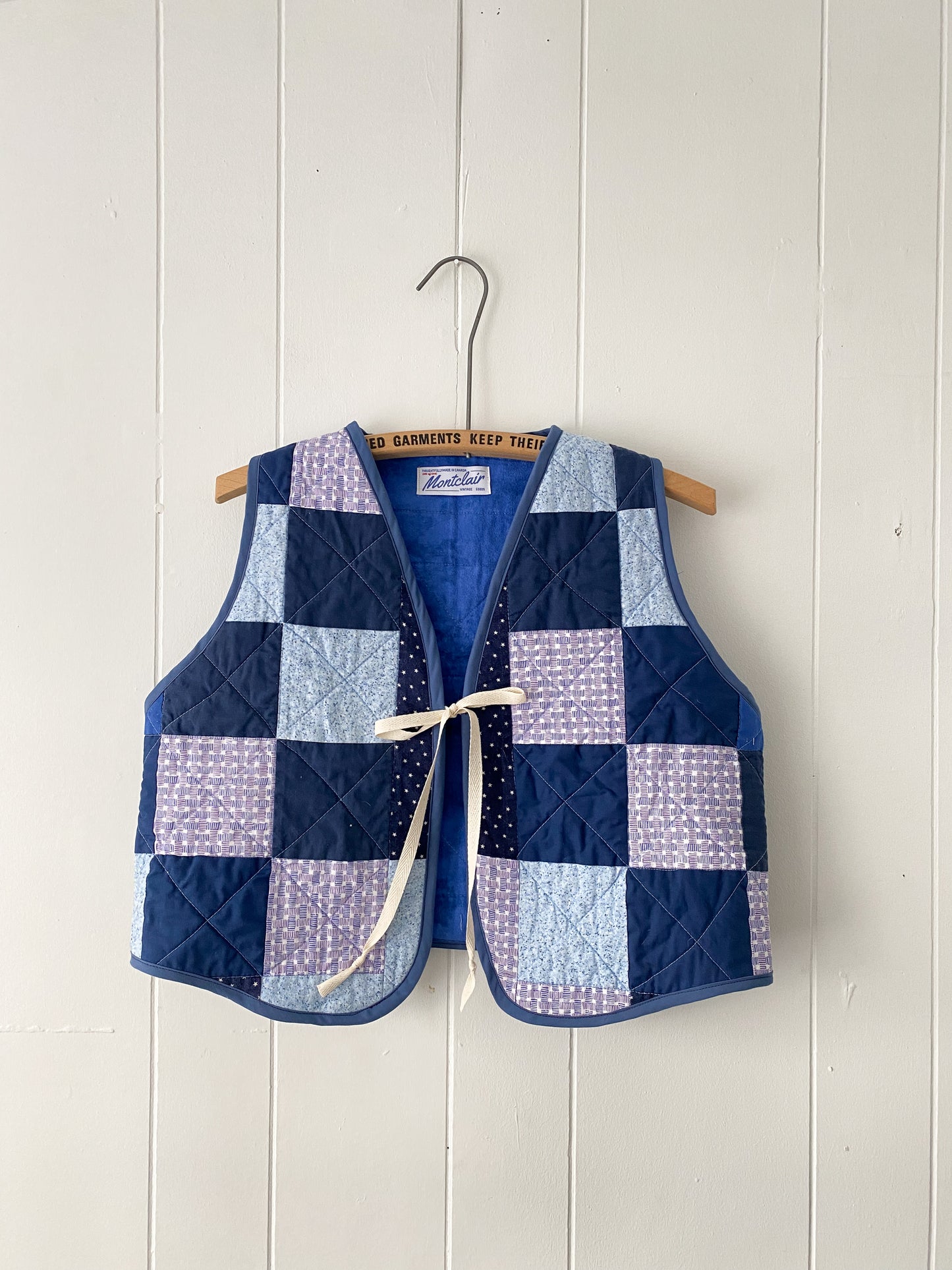 (S/M) Upcycled Tie Front Quilt Vest