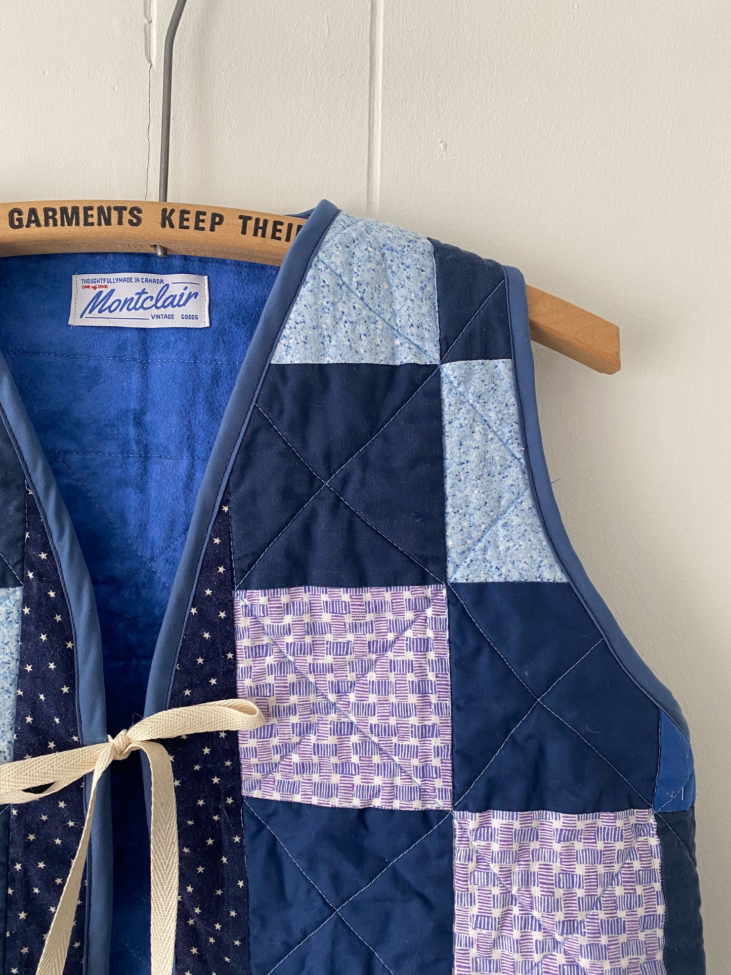 (S/M) Upcycled Tie Front Quilt Vest