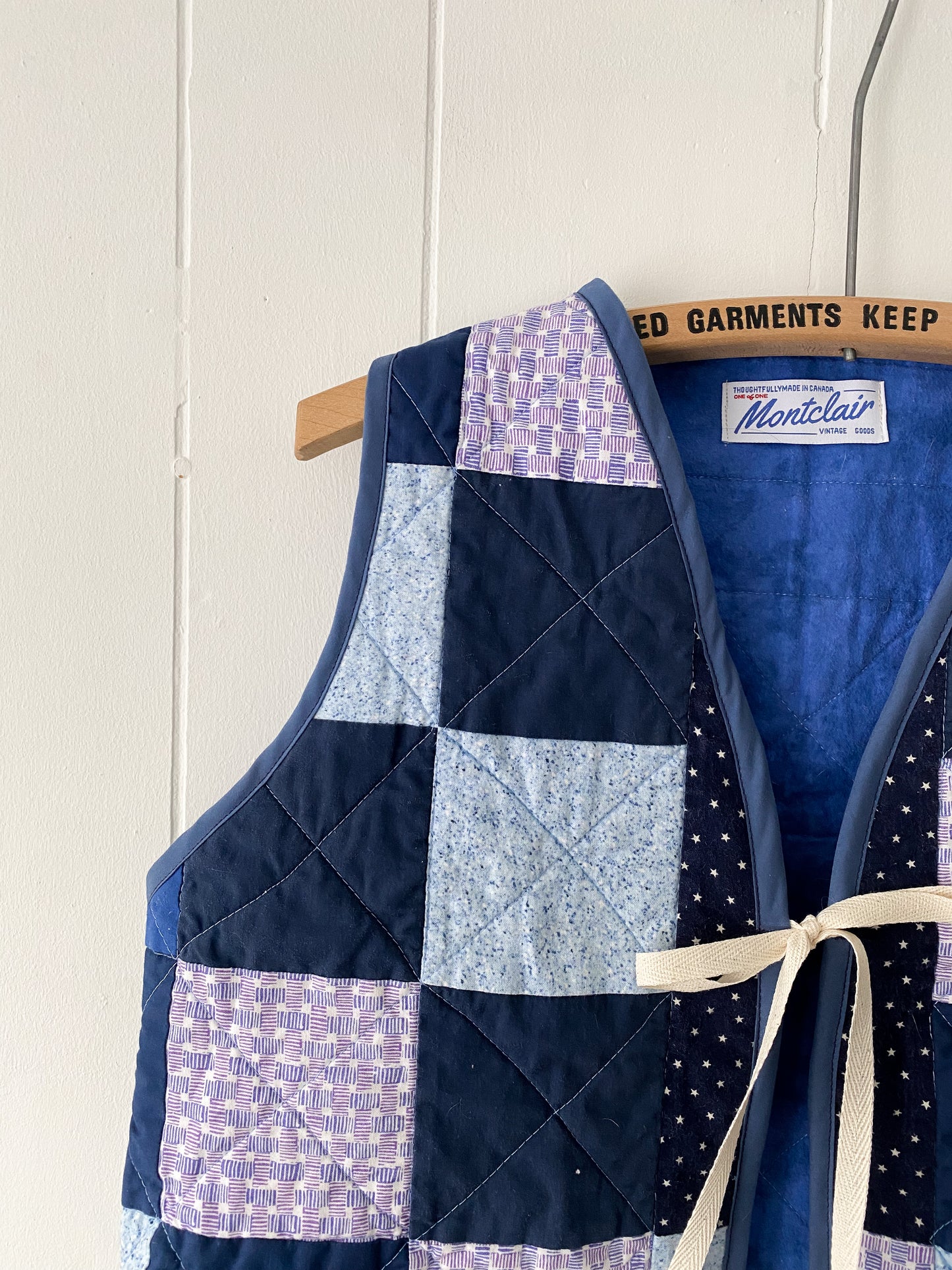(S/M) Upcycled Tie Front Quilt Vest