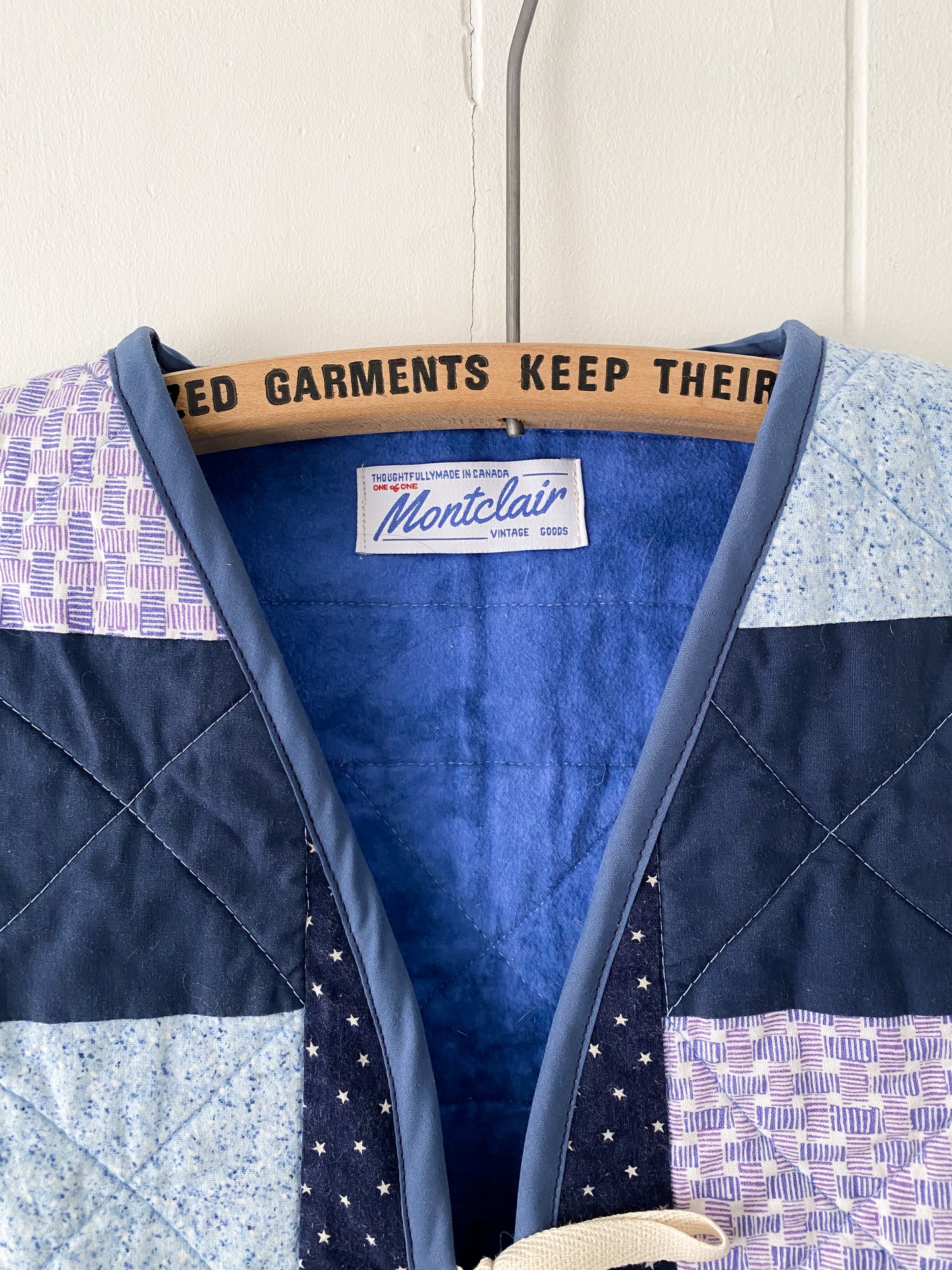 (S/M) Upcycled Tie Front Quilt Vest