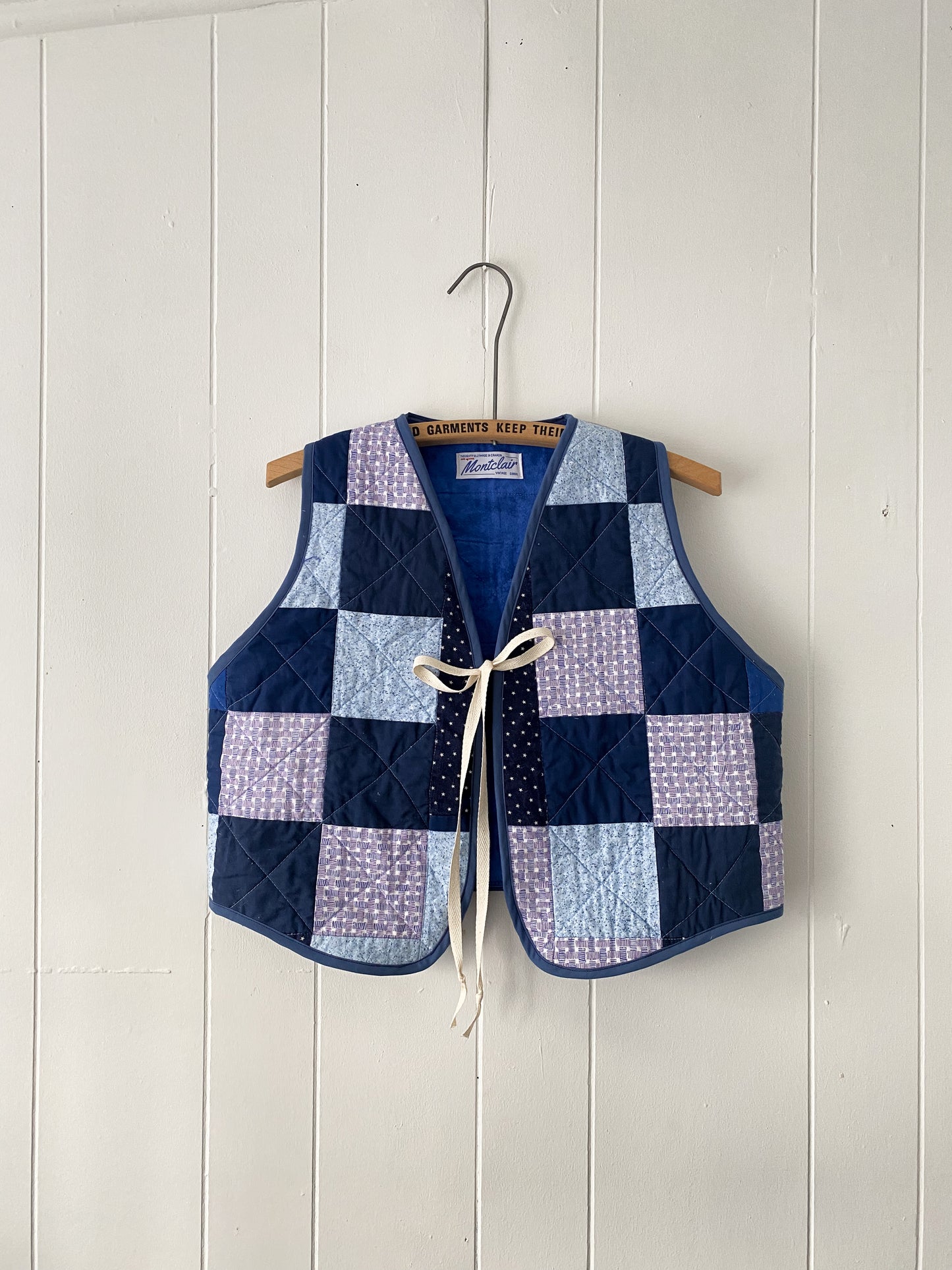(S/M) Upcycled Tie Front Quilt Vest