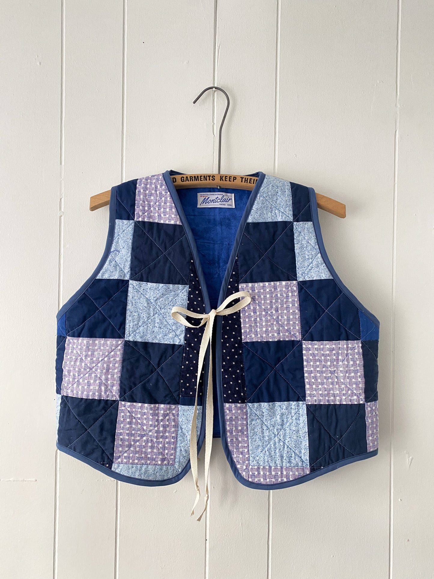 (S/M) Upcycled Tie Front Quilt Vest