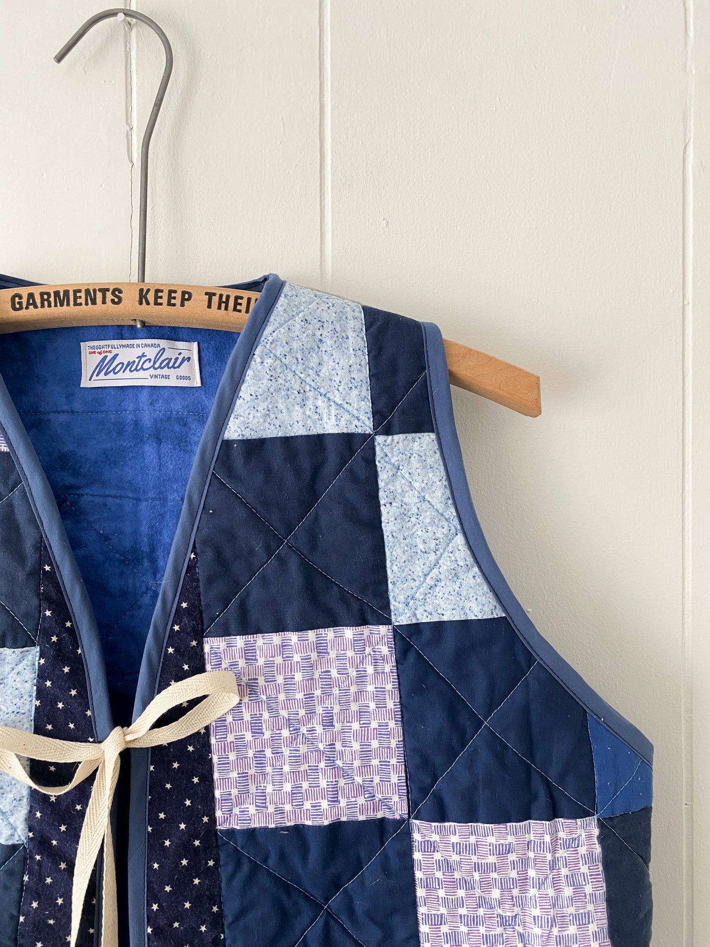 (S/M) Upcycled Tie Front Quilt Vest