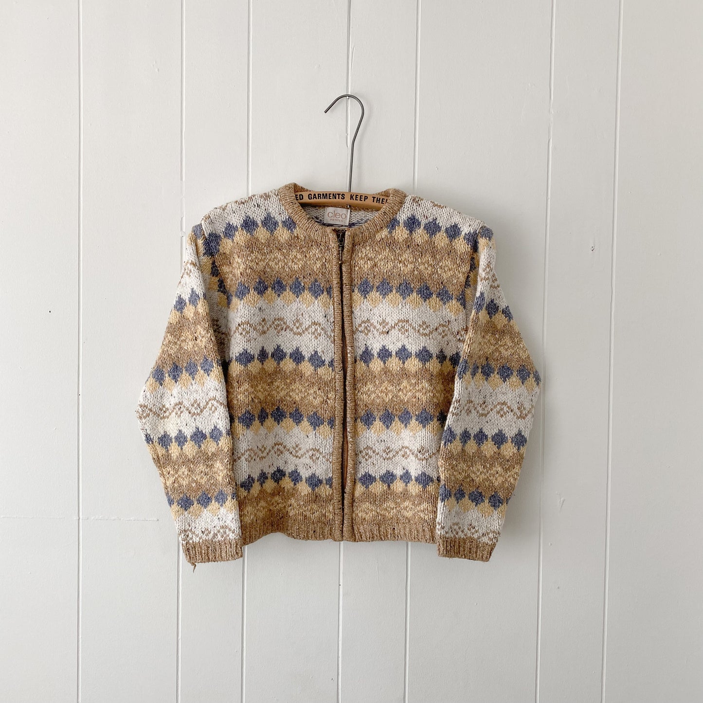 S/M Vintage Cleo Zip Up Knit Cardigan