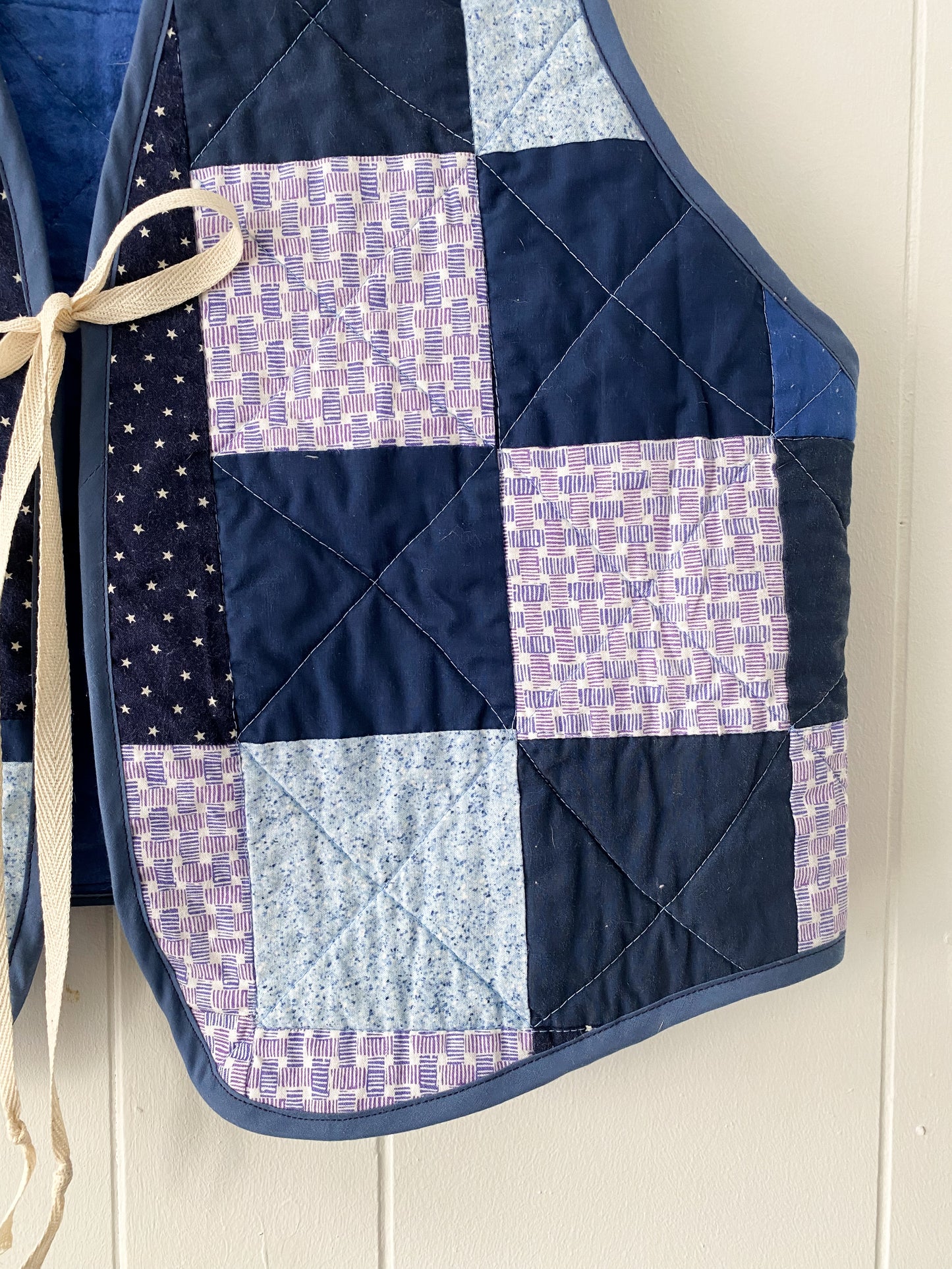 (S/M) Upcycled Tie Front Quilt Vest