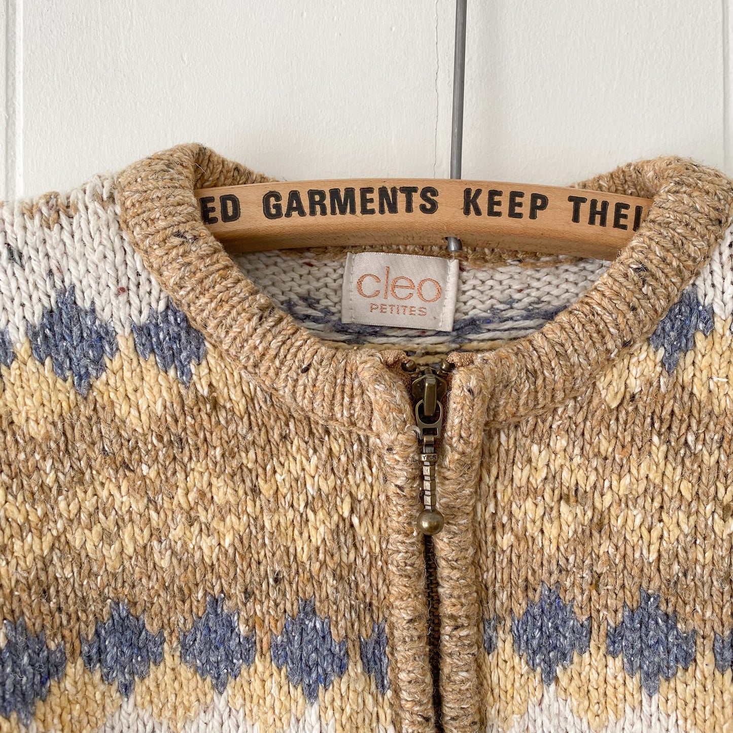 S/M Vintage Cleo Zip Up Knit Cardigan