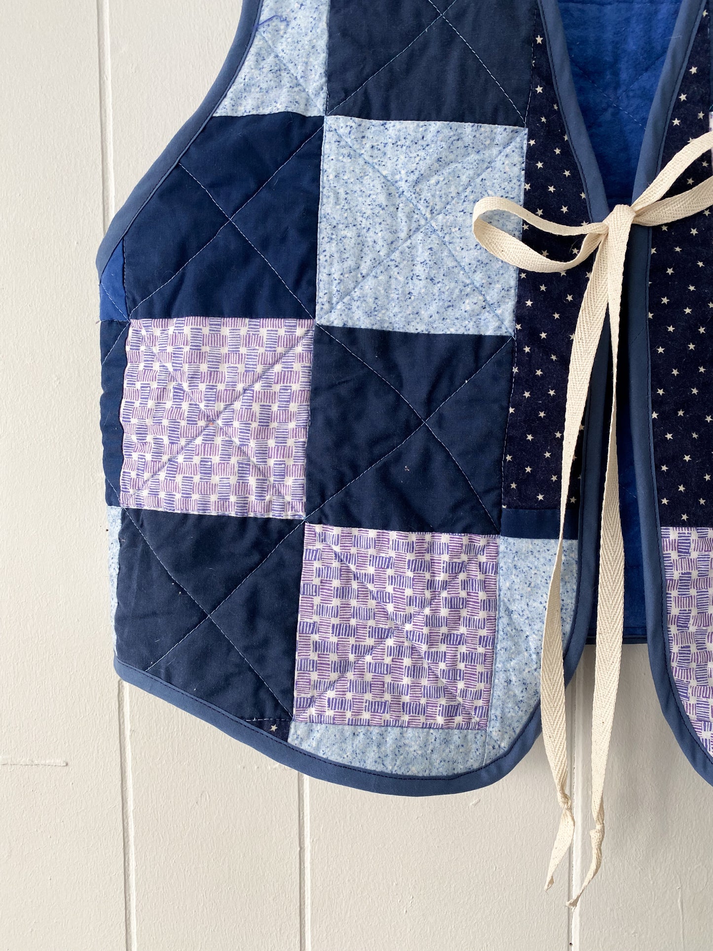 (S/M) Upcycled Tie Front Quilt Vest