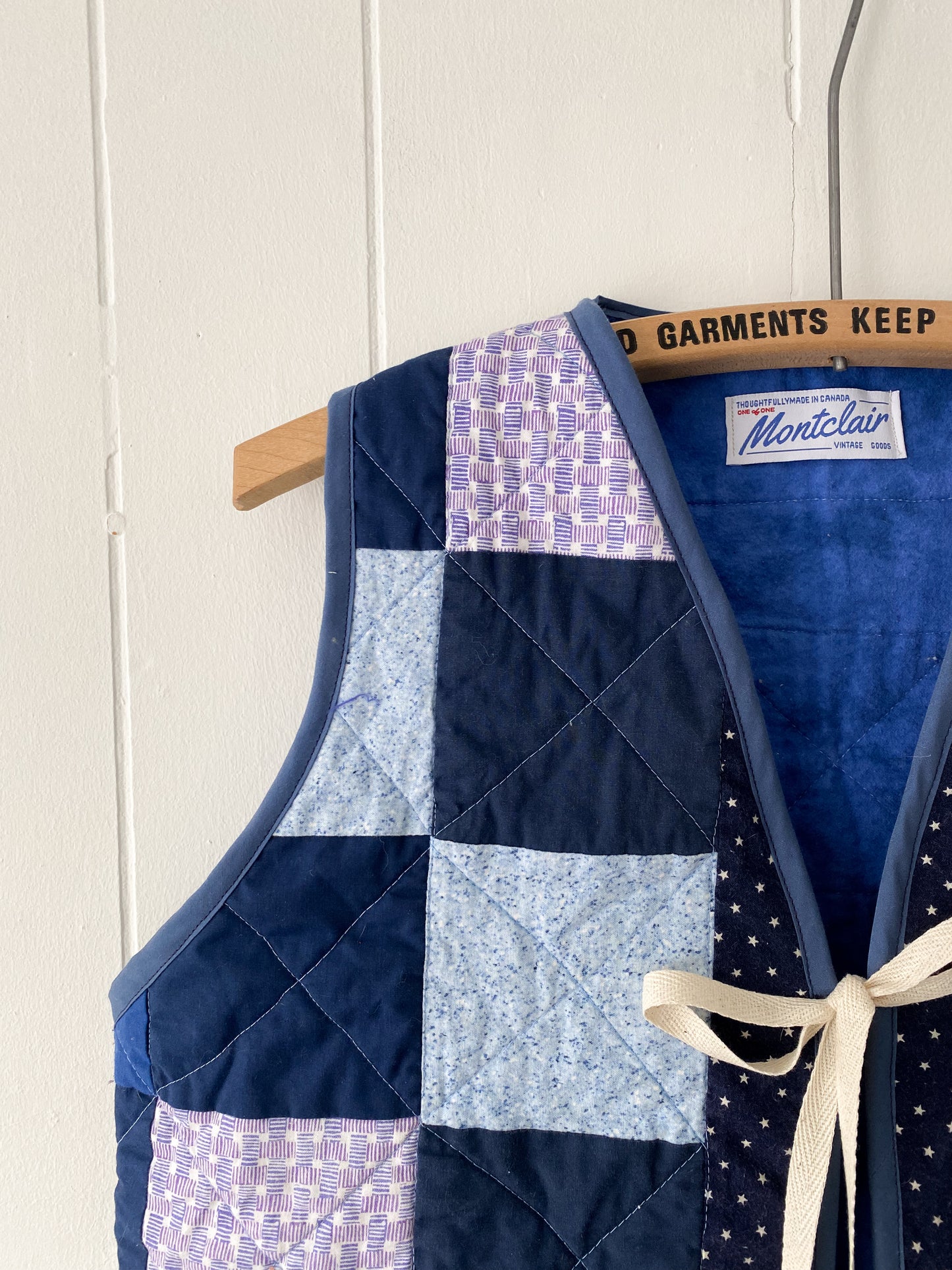 (S/M) Upcycled Tie Front Quilt Vest