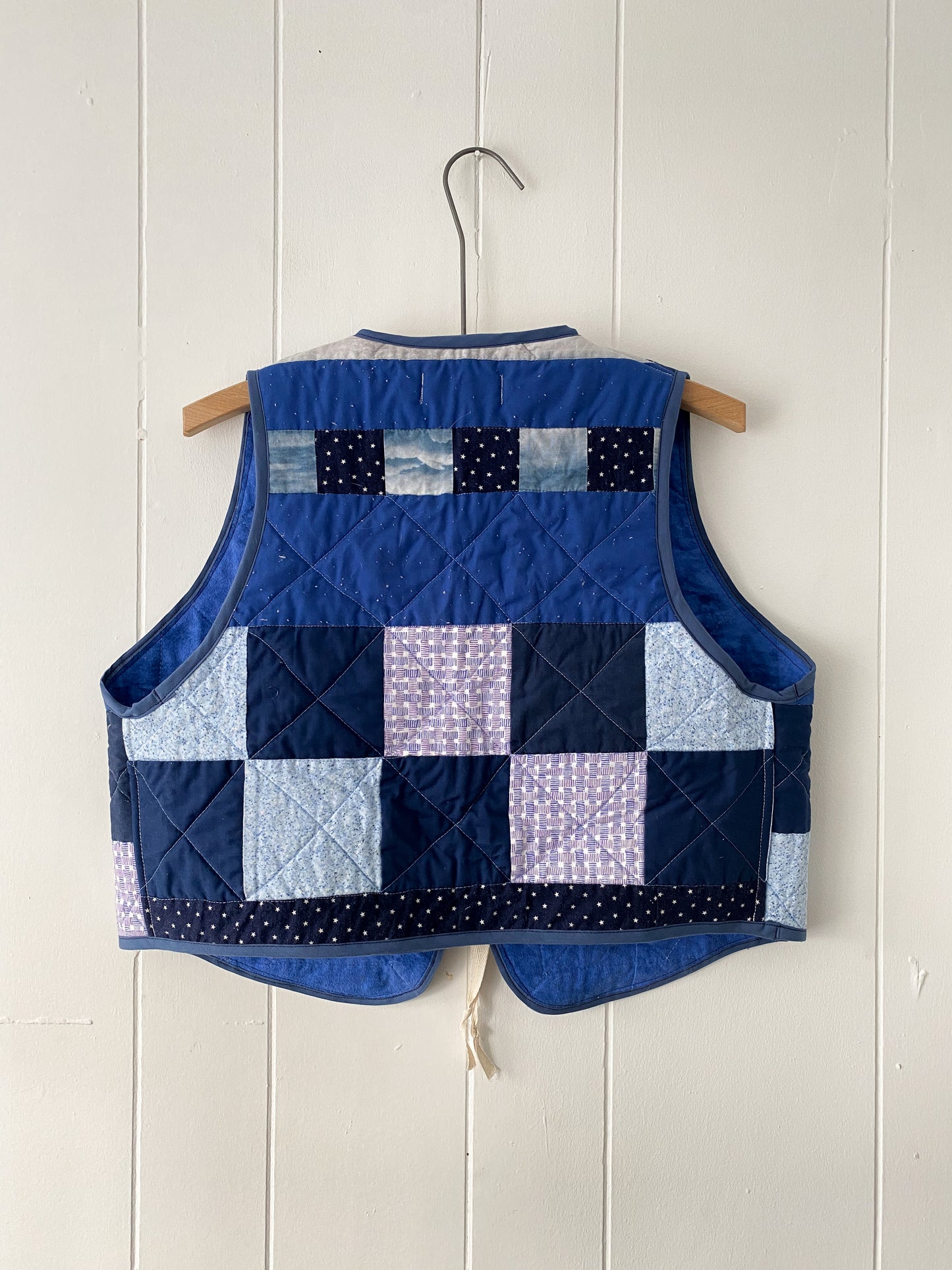 (S/M) Upcycled Tie Front Quilt Vest