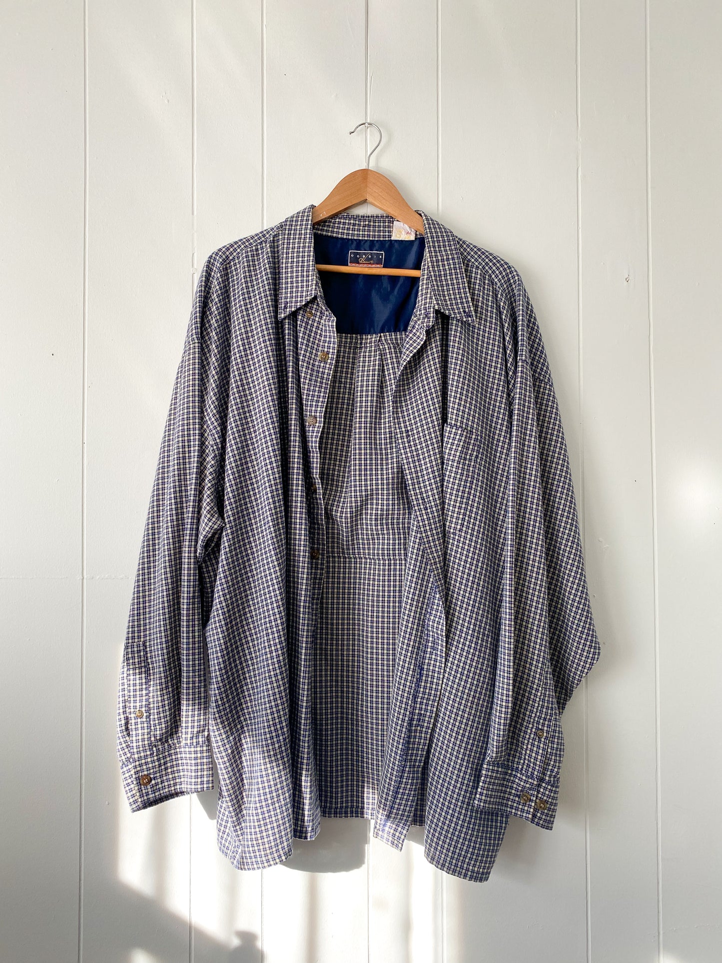 (2-4XL) Vintage Quilt Block Button Down