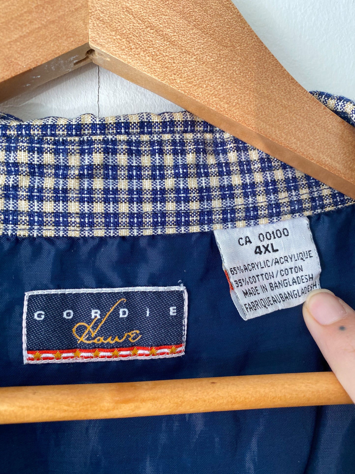 (2-4XL) Vintage Quilt Block Button Down