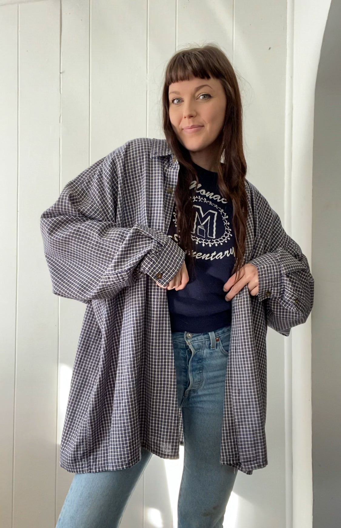 (2-4XL) Vintage Quilt Block Button Down