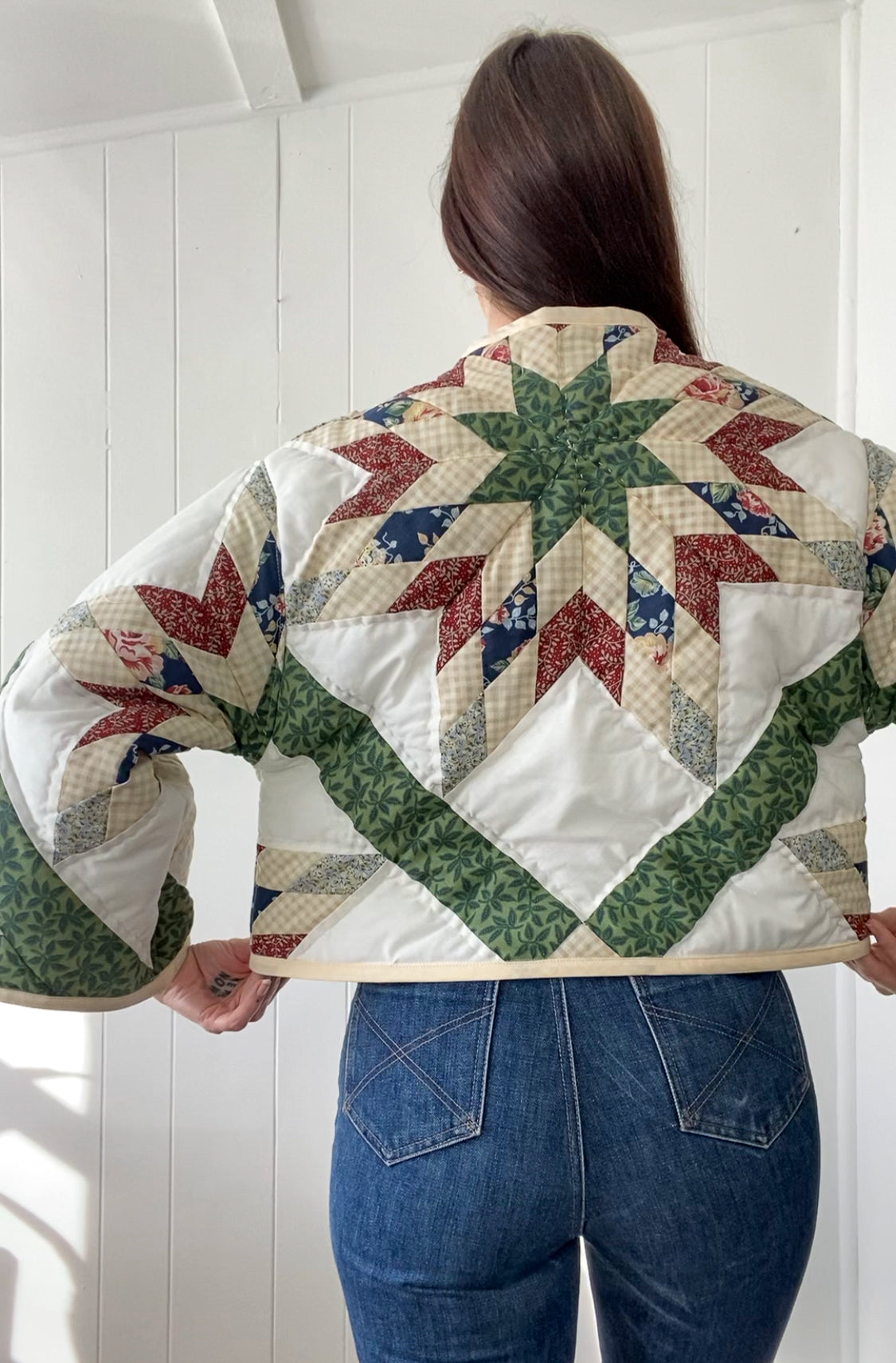 (S) Upcycled Vintage Quilt Jacket