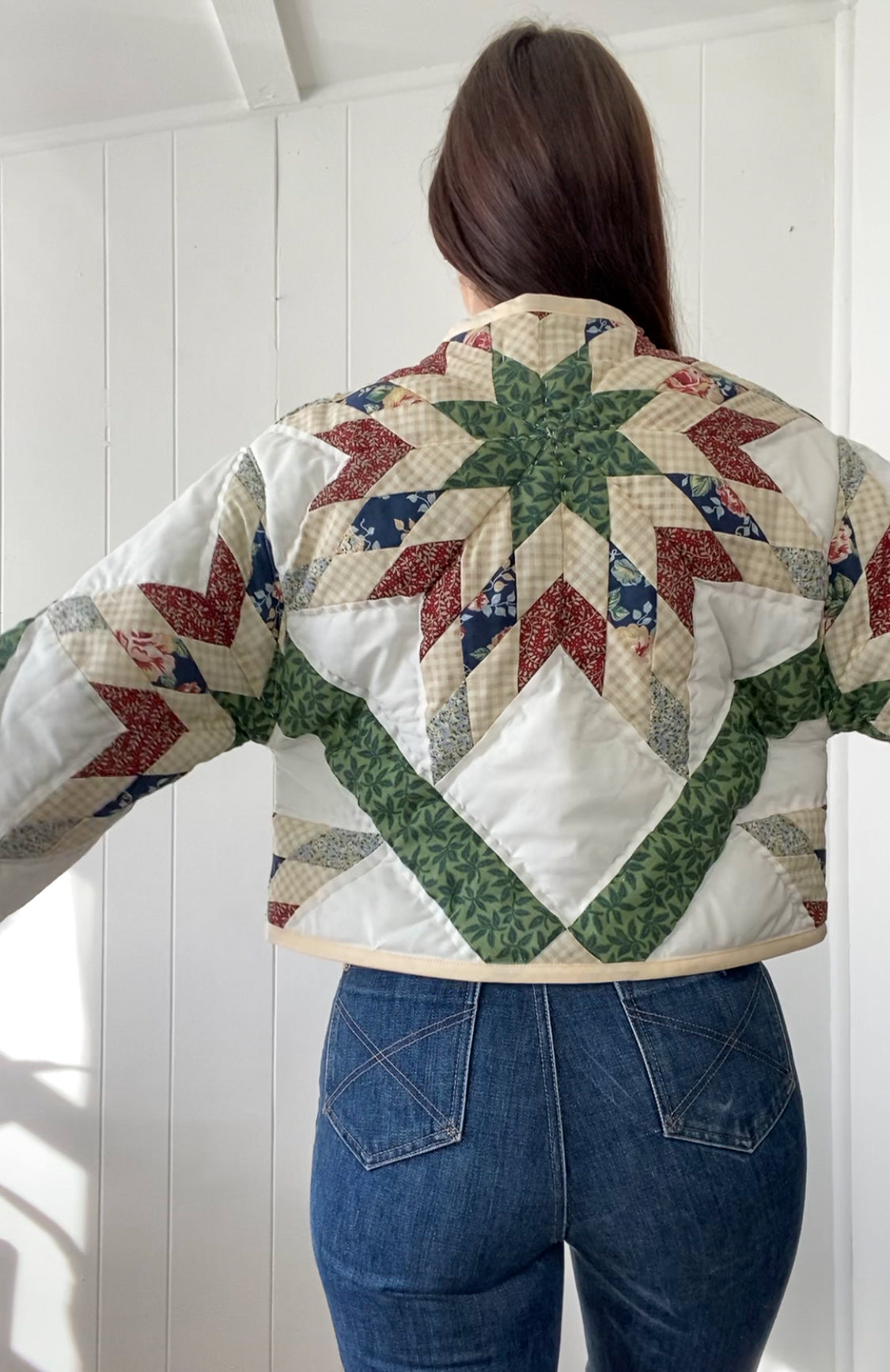 (S) Upcycled Vintage Quilt Jacket