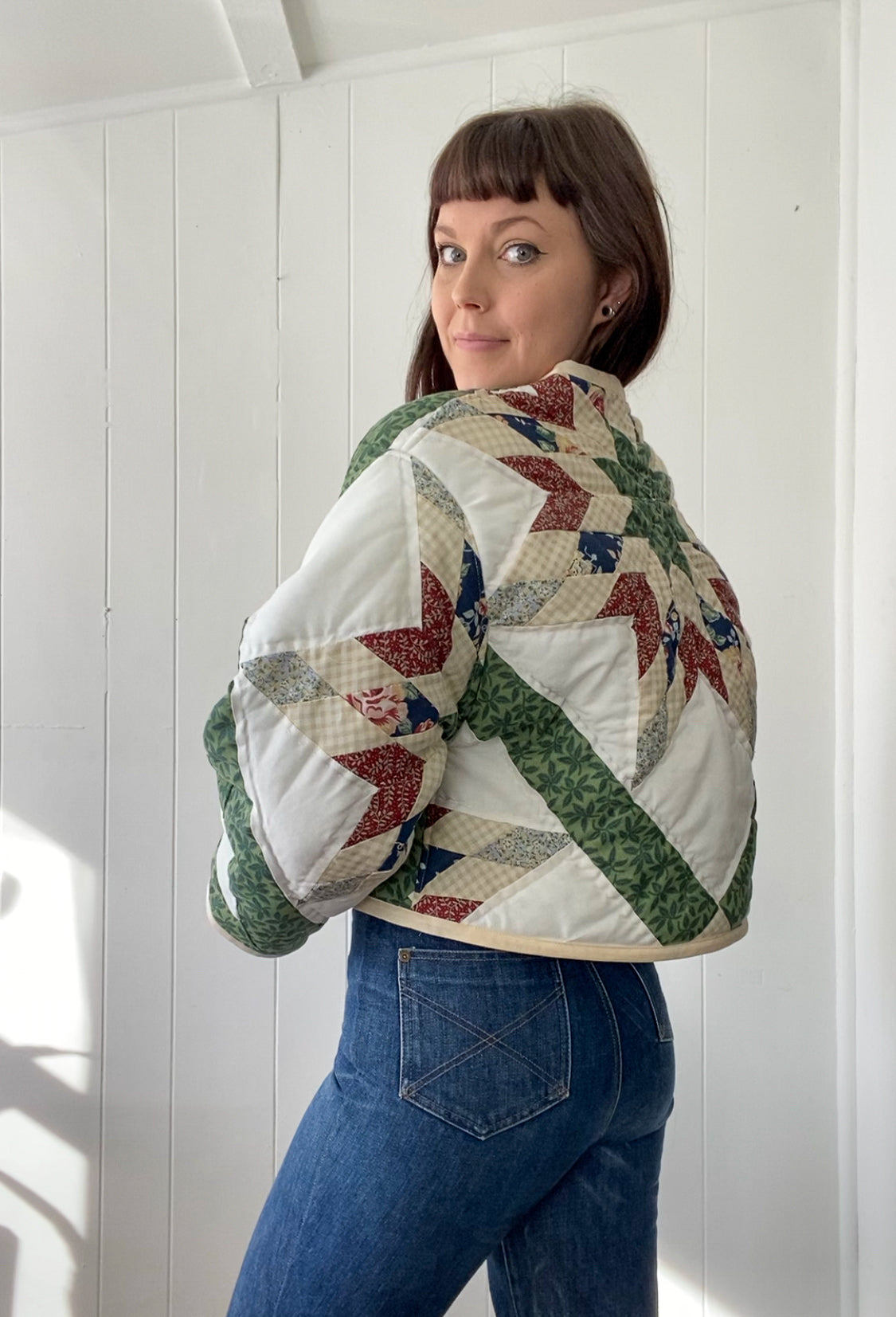 (S) Upcycled Vintage Quilt Jacket