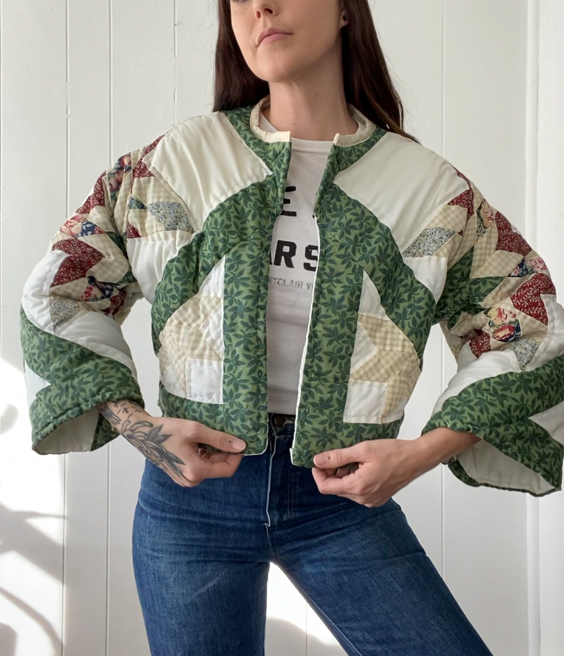 (S) Upcycled Vintage Quilt Jacket