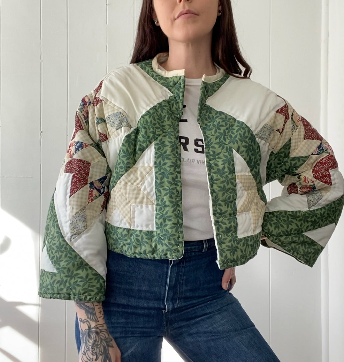 (S) Upcycled Vintage Quilt Jacket