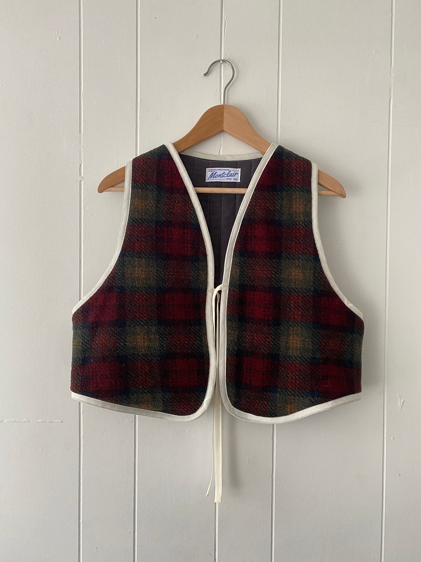 Upcycled Tie-Front Plaid Vest