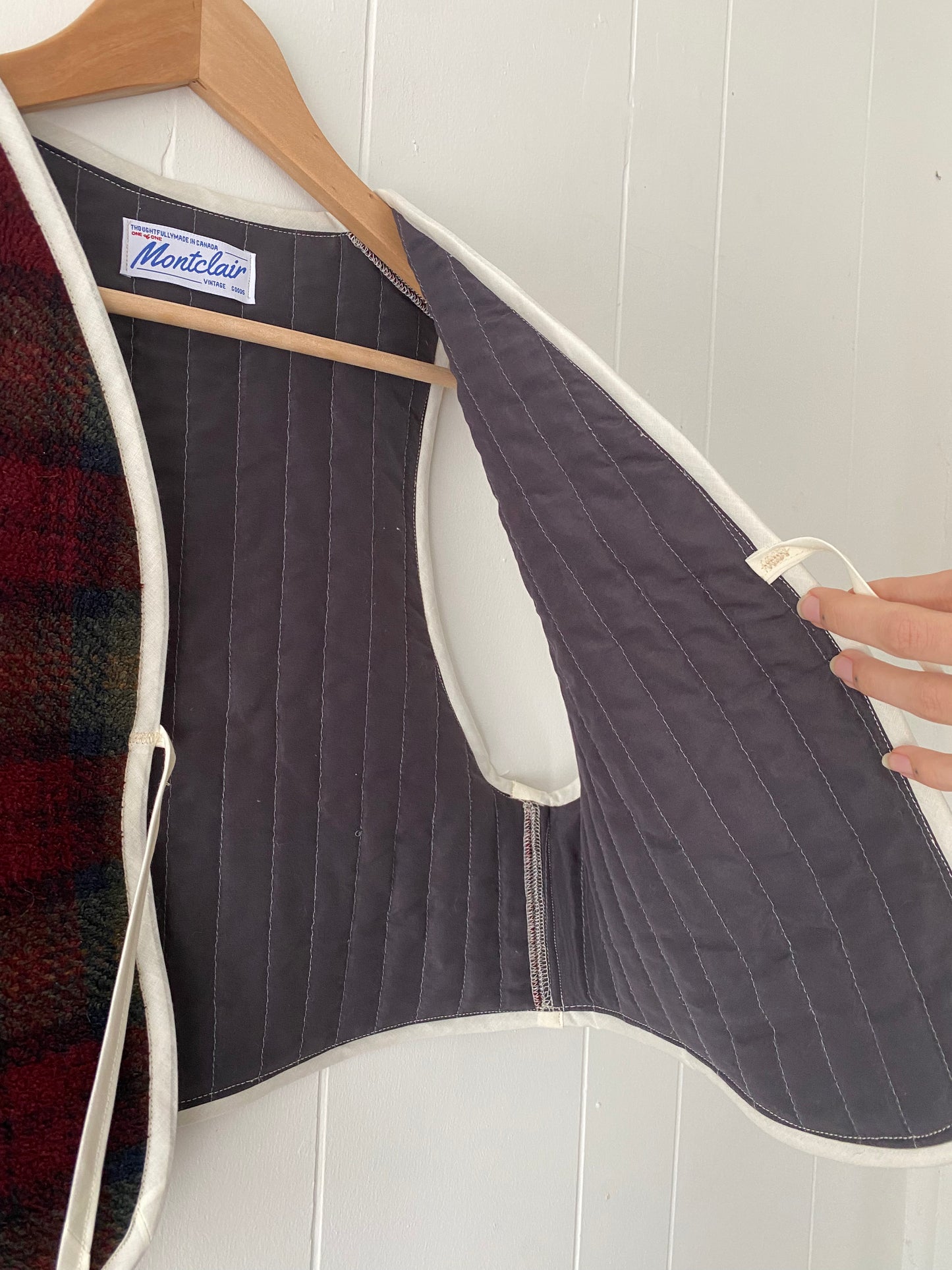 Upcycled Tie-Front Plaid Vest