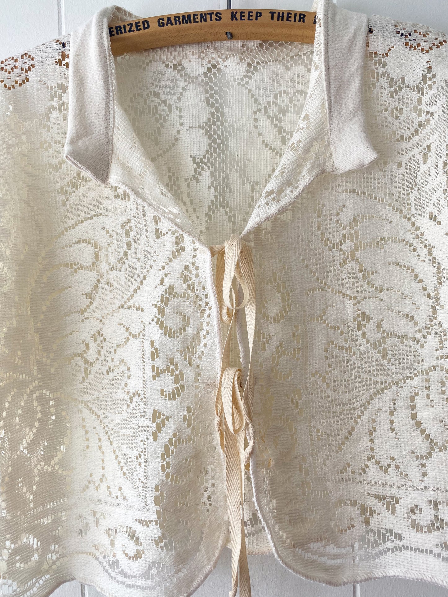 Upcycled Tie Front Lace Blouse