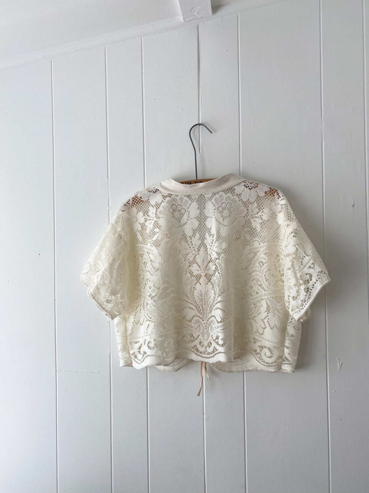 Upcycled Tie Front Lace Blouse