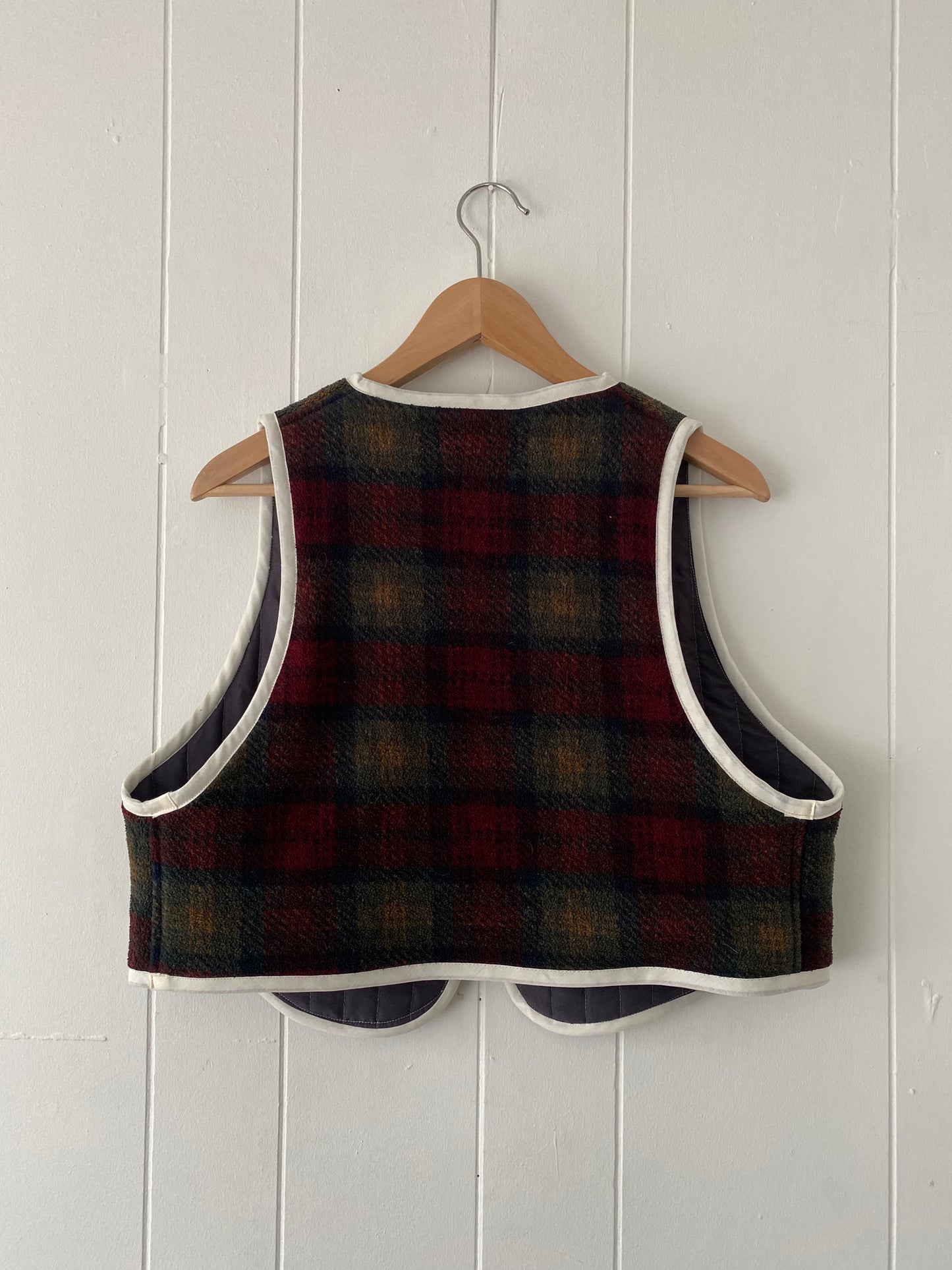 Upcycled Tie-Front Plaid Vest