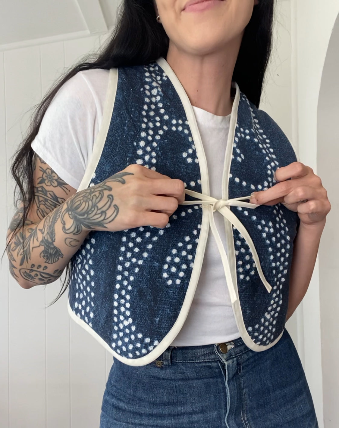 Upcycled Tie-Front Vest